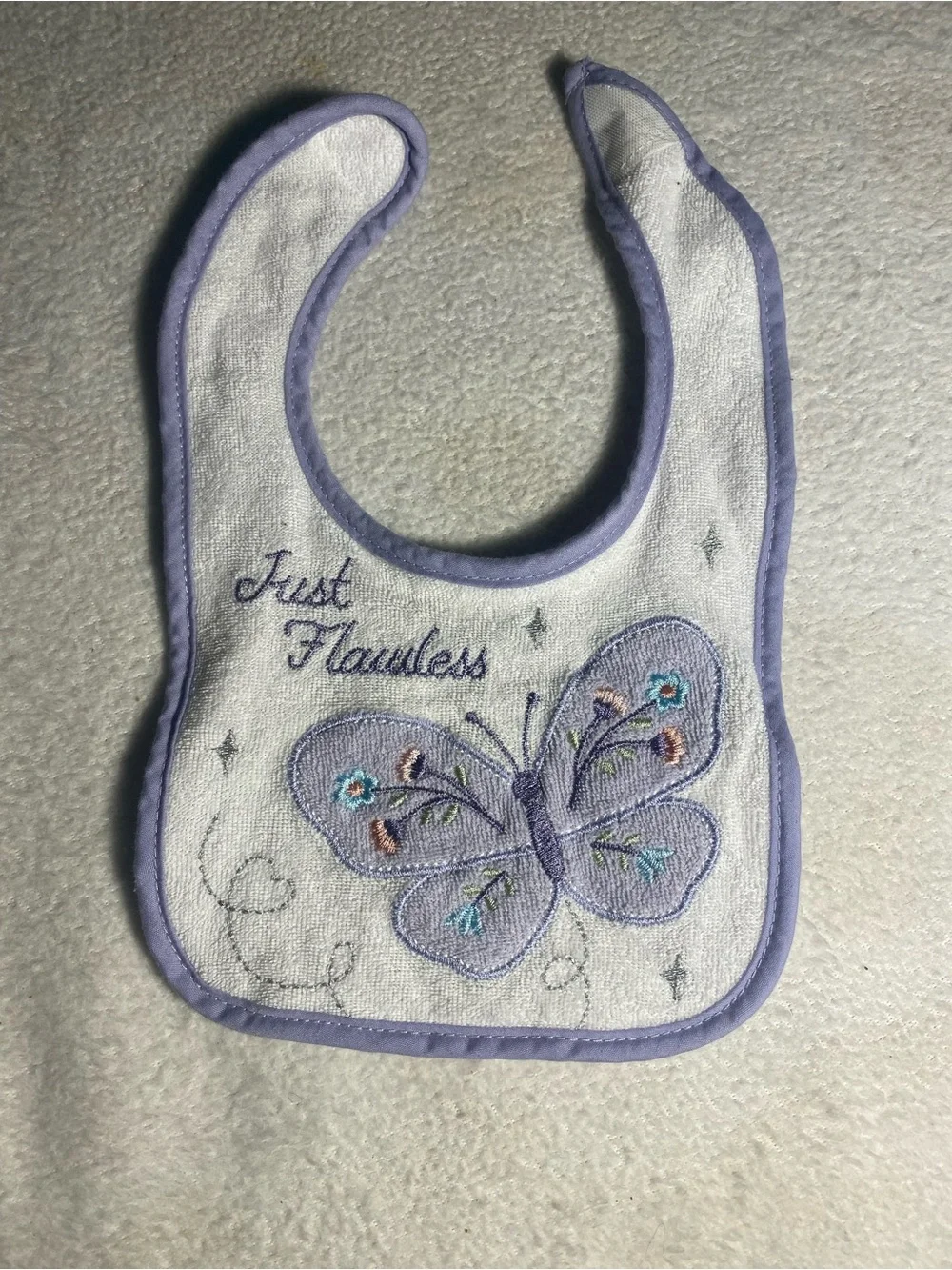 LAWLESS Lilac Butterfly Baby Bib - Soft Cotton Trim